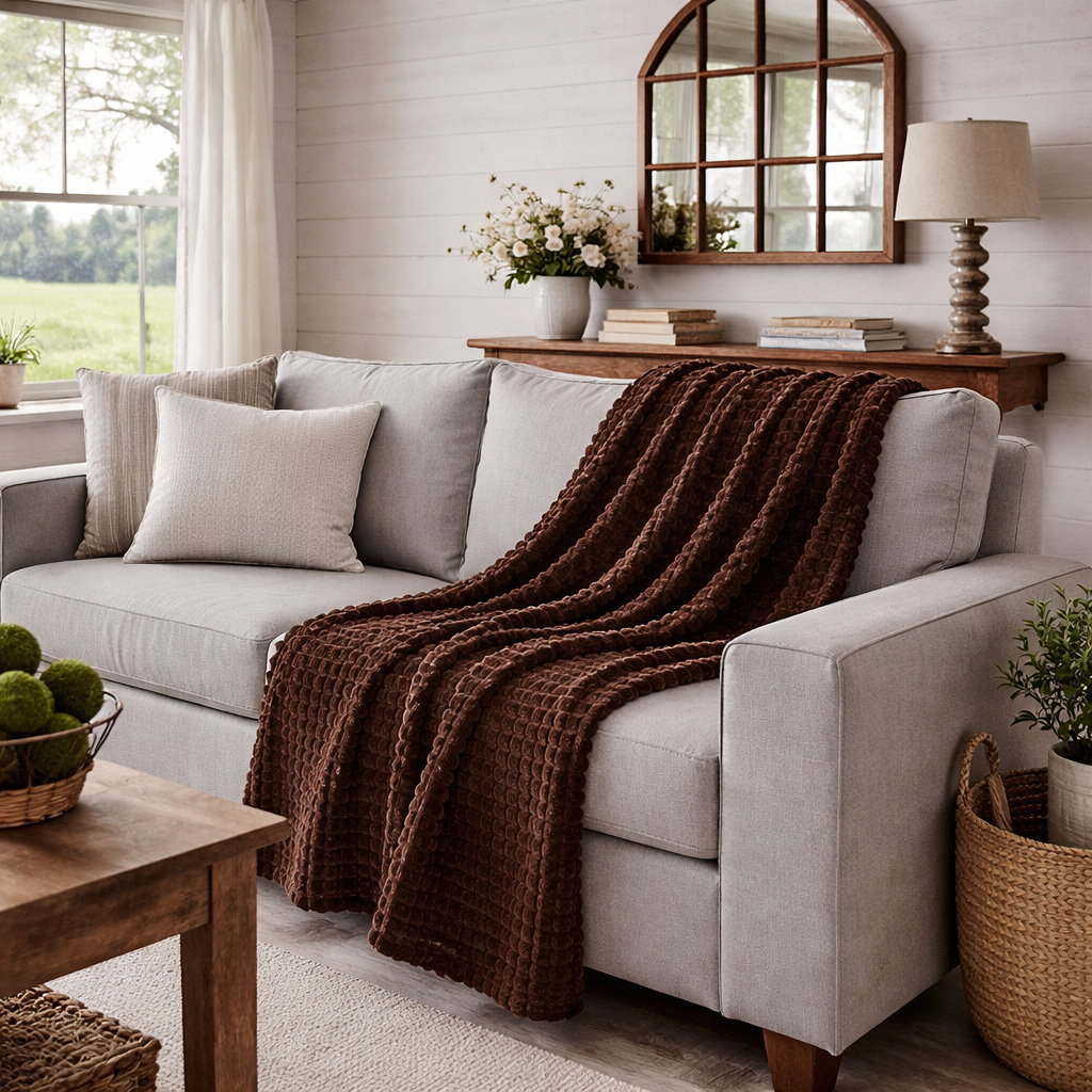 Textured Waffle Large Throw Blanket - 60"x80"