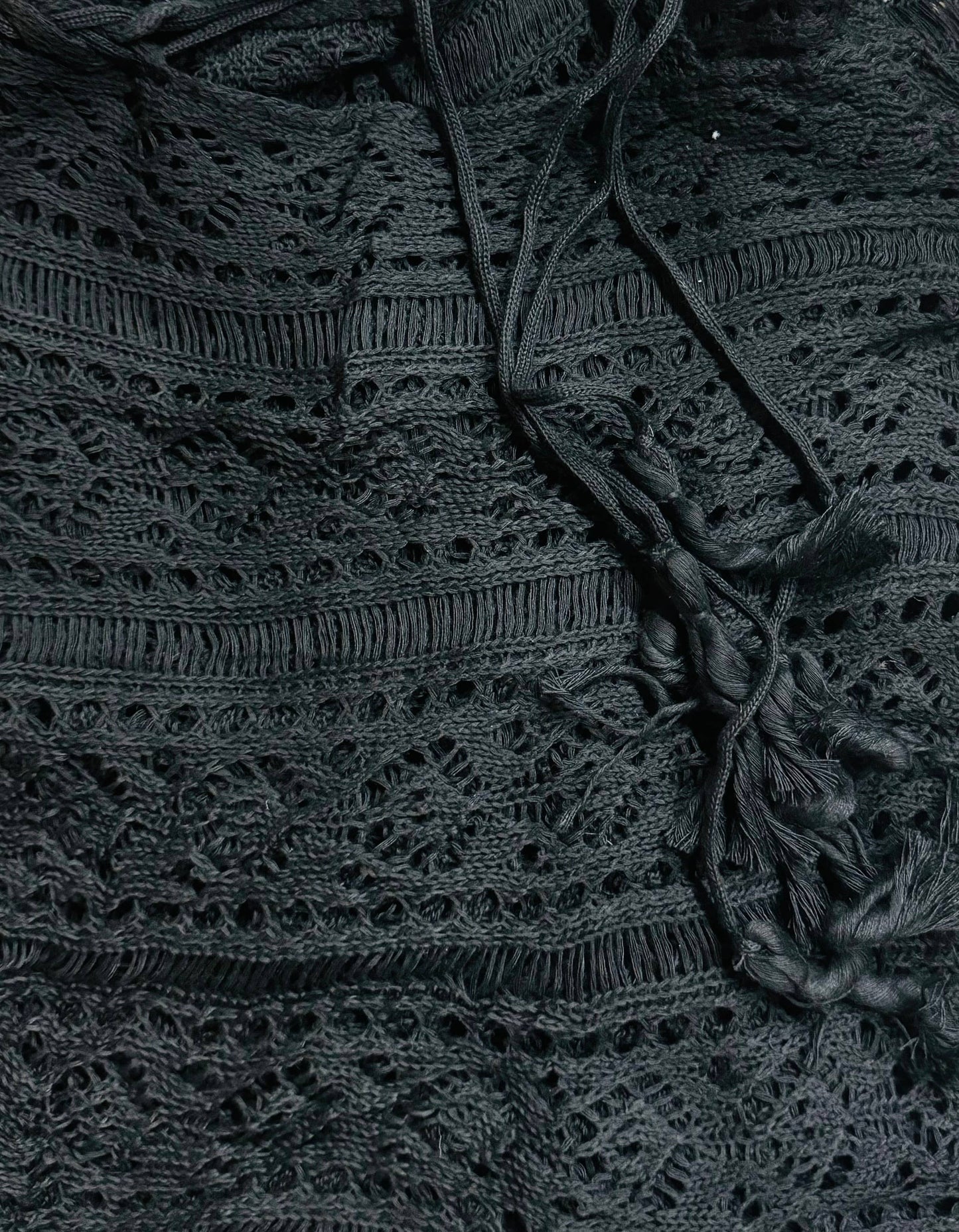 JC063308 Sided-Tassel Detailed Crochet Tunic
