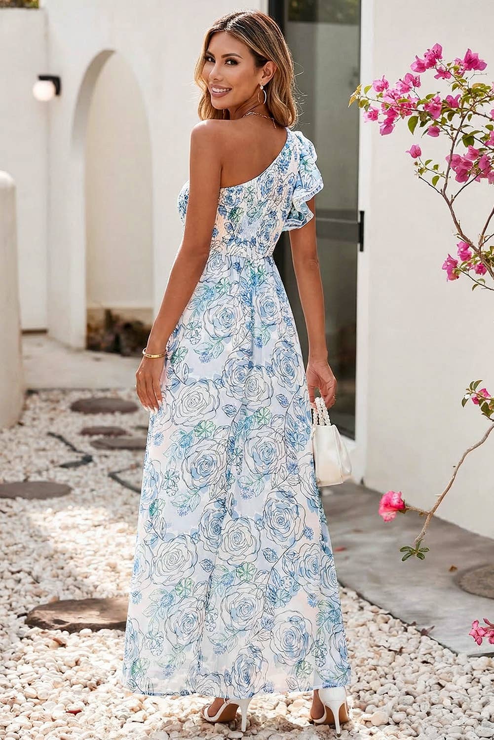 LDC Shoulder Smocked Floral Vacation Maxi Dress