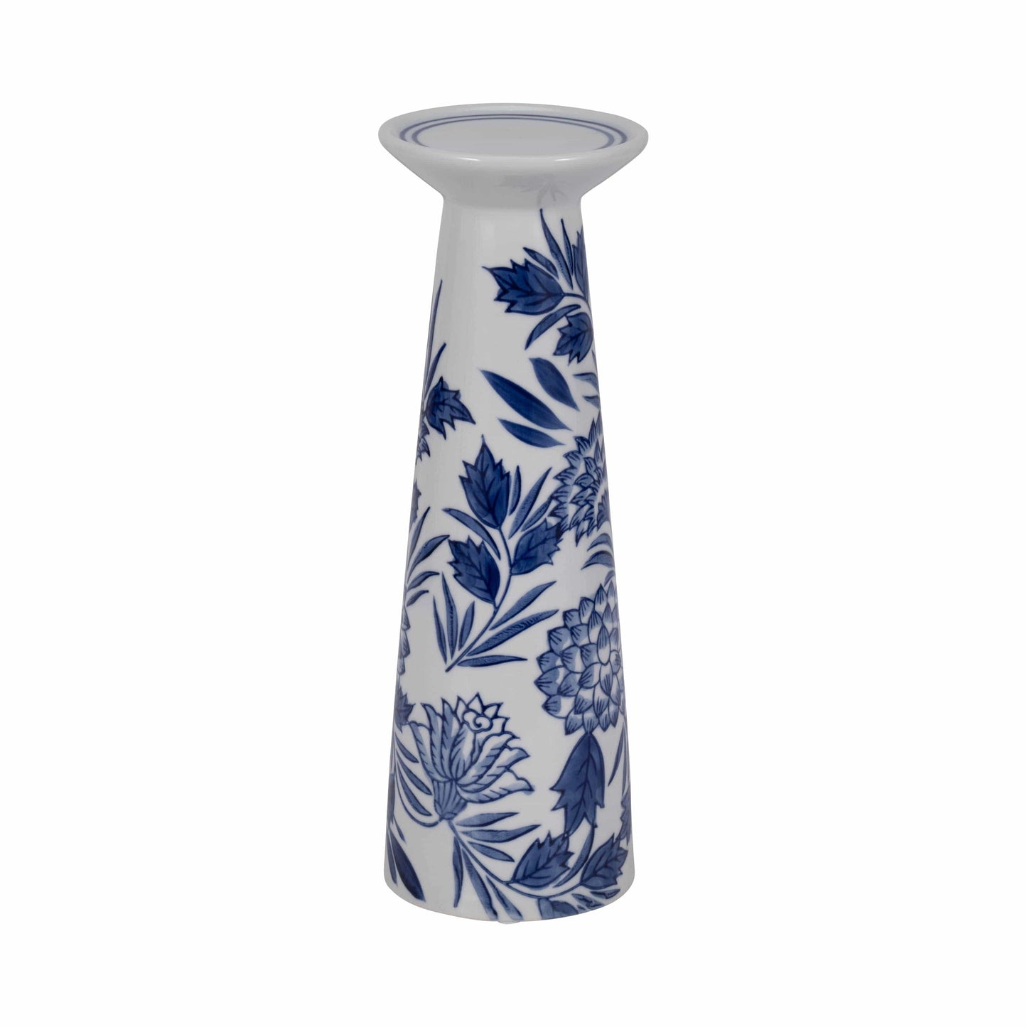 Blue/White 12 in. Porcelain Chinoiserie Candle Holder