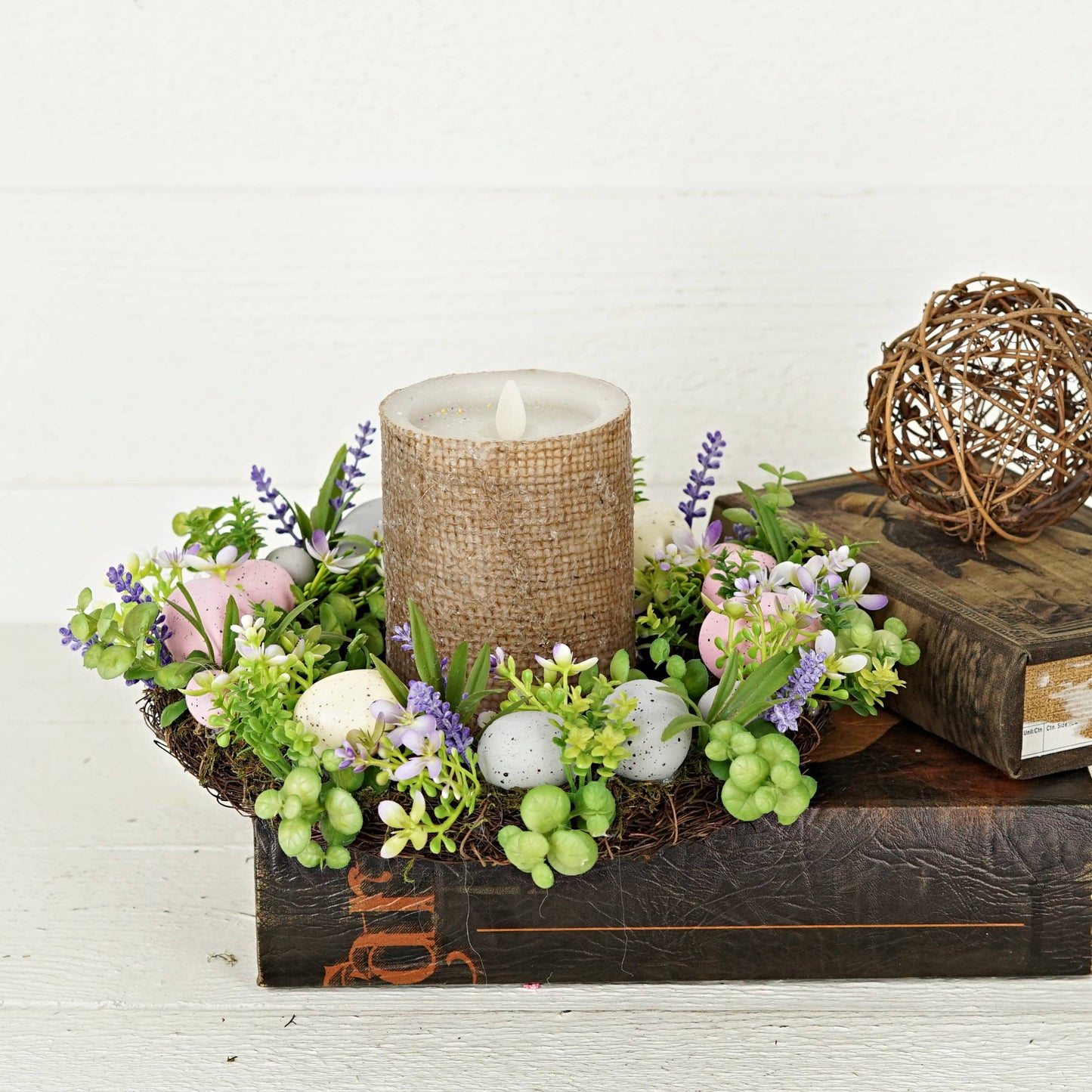 Spring Flowers Easter Eggs 12in(6.5)Twig Wreath