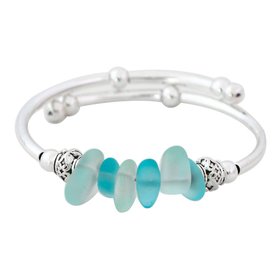 Blue Sea Glass Mix Single Bracelet
