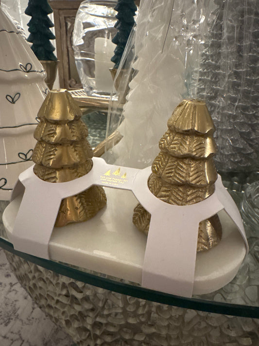 Brass Salt & Pepper on Marble