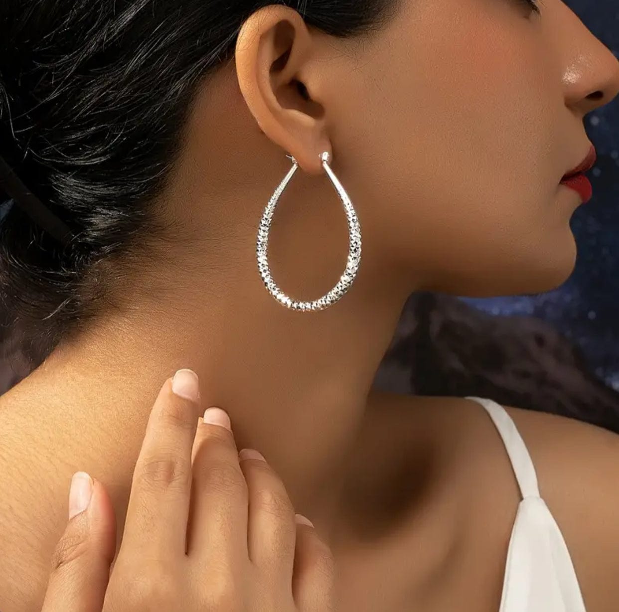 Water Drop Design Hoop Earrings