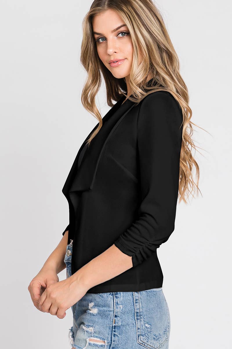 Sleeve Open Front Blazer