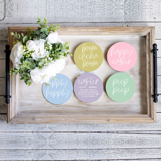 Easter Tabletop Decorations, Spring Coaster Gift Set Ceramic