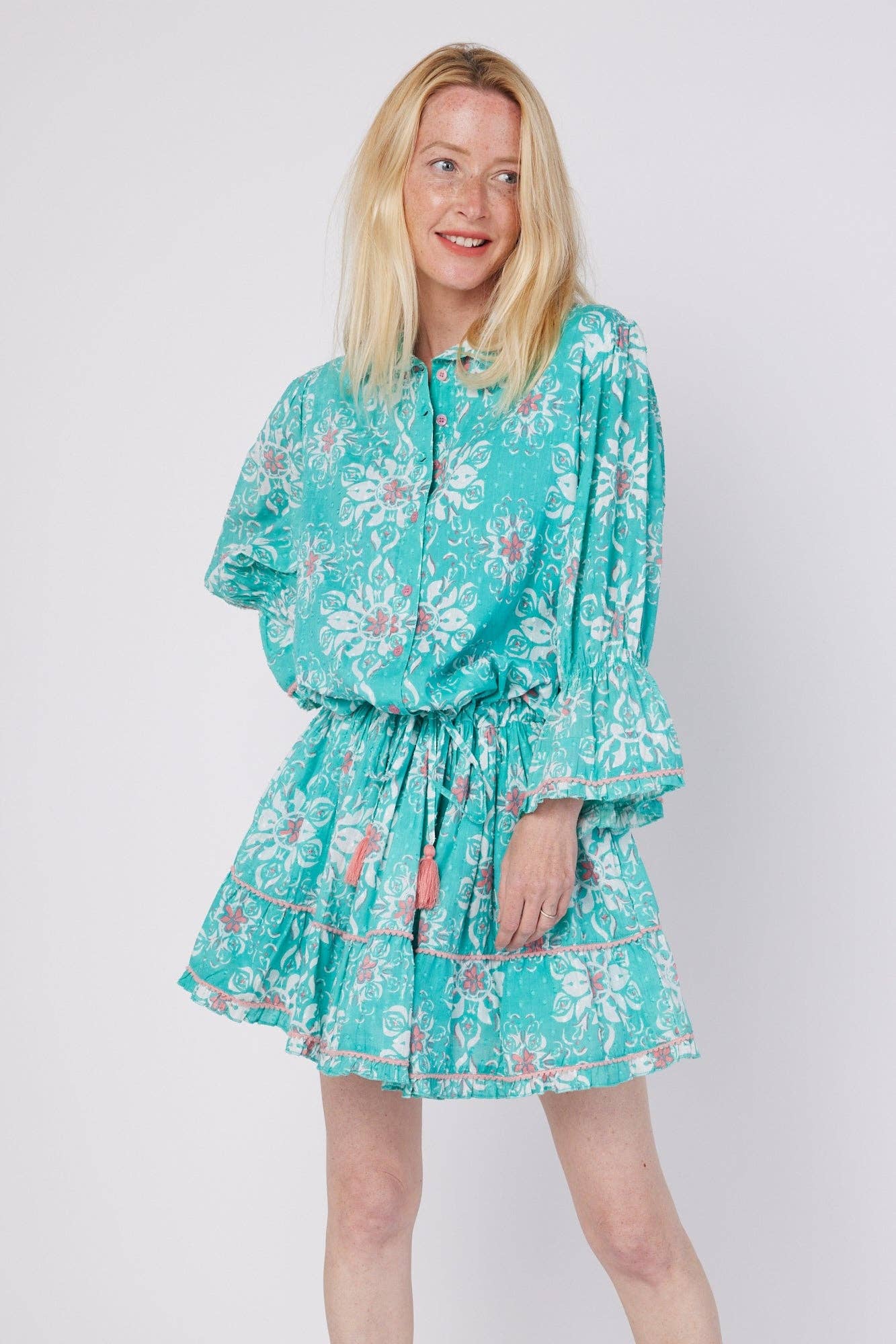 Penelope Resort Spring Summer Dress Sky Blue White French