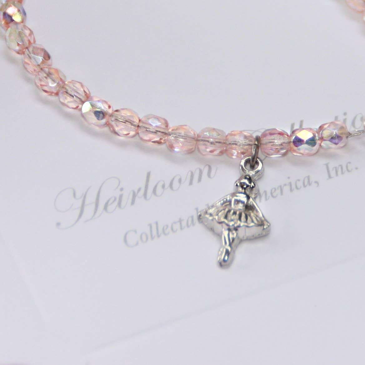 Dance Ballerina Pink Crystal Bracelet 5"