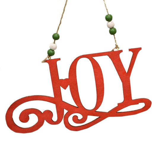 8" x 4" "Joy" Scroll Ornament - Red