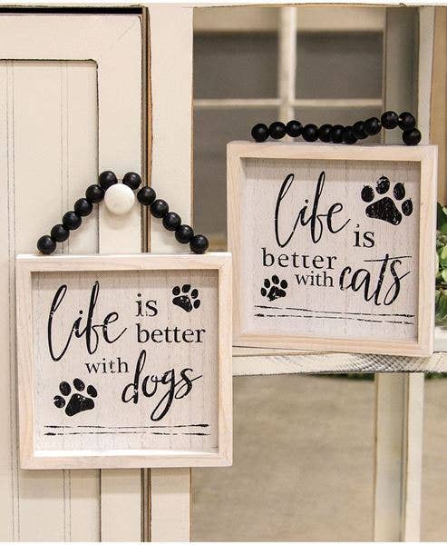 Life Is Better With Pets Beaded Sign, 2 Assorted