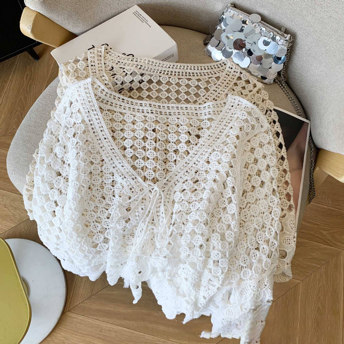 Crochet Hollow Out Cropped Beach Cover Up