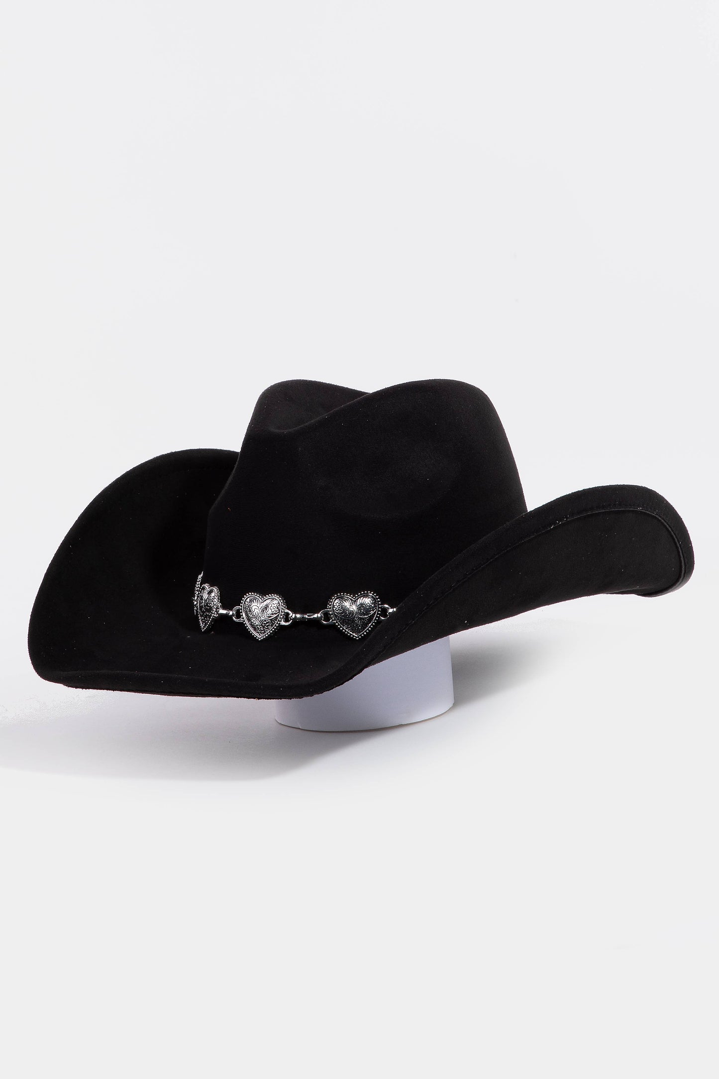 Engraved Heart Charms Band Cowboy Hat