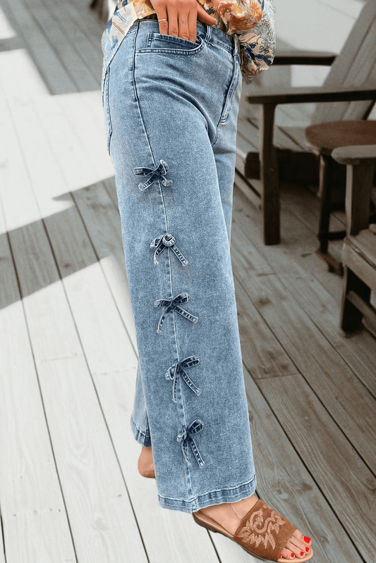66 Spring 2026 Bow Knot Side Detail Straight Leg Loose Jeans