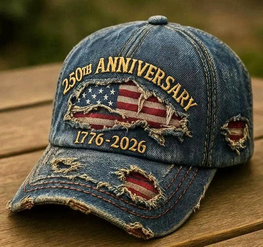 250th Anniversary USA Flag Embroidered Denim Baseball Cap