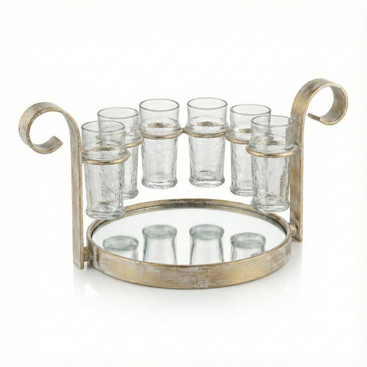 Shot Glass Serving Mirror Gold