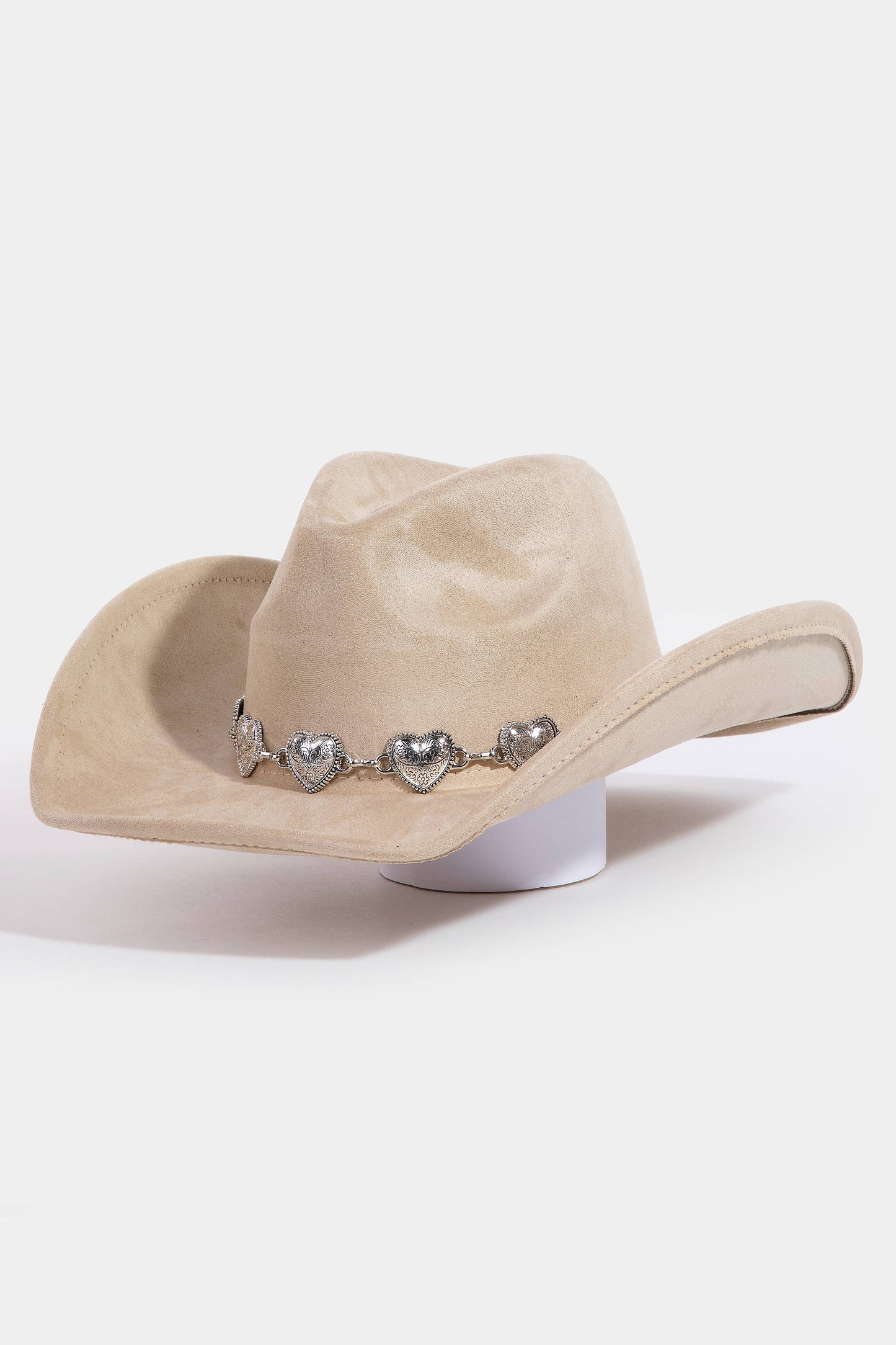 Engraved Heart Charms Band Cowboy Hat
