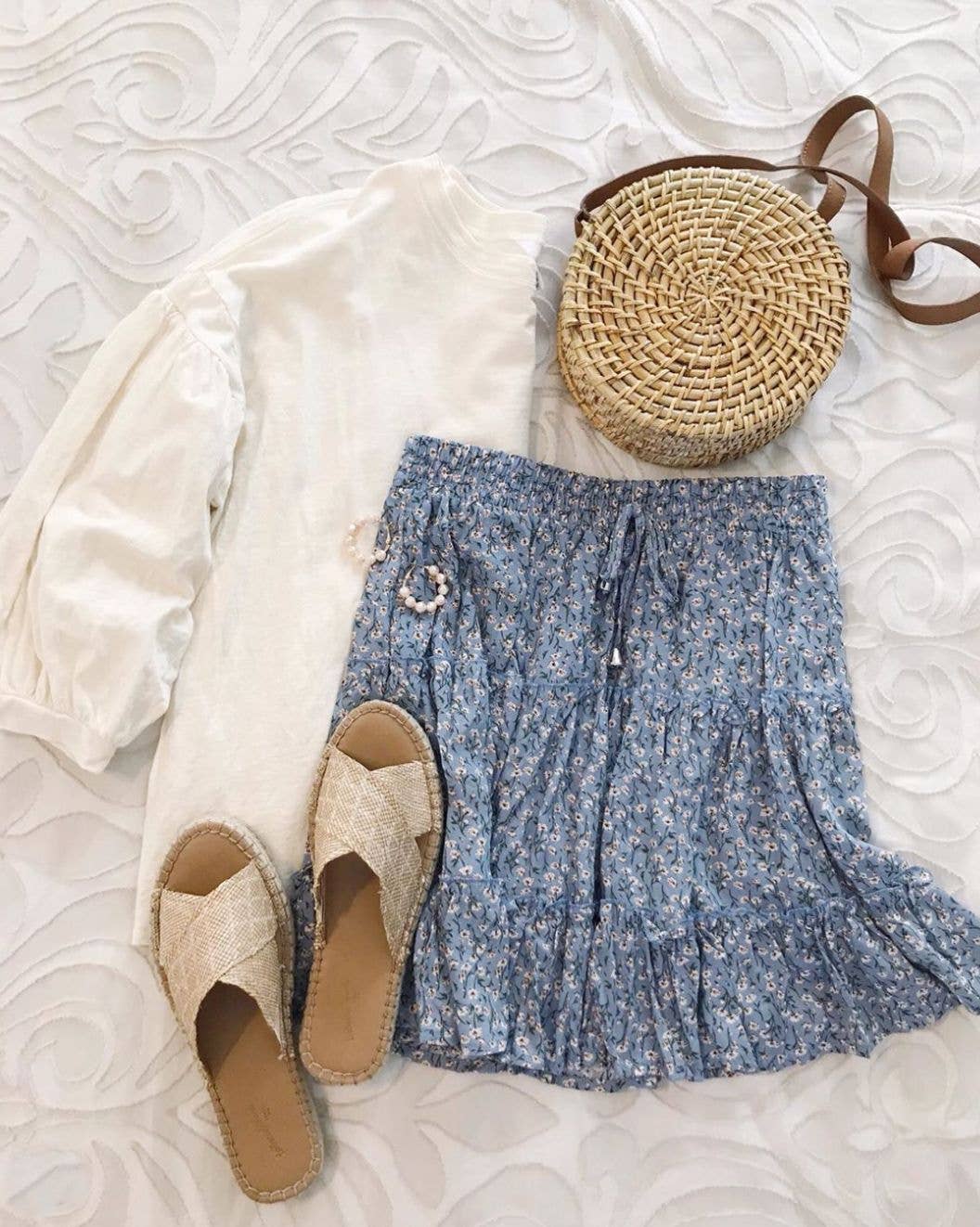 High Waist Ruffles Floral Skirt