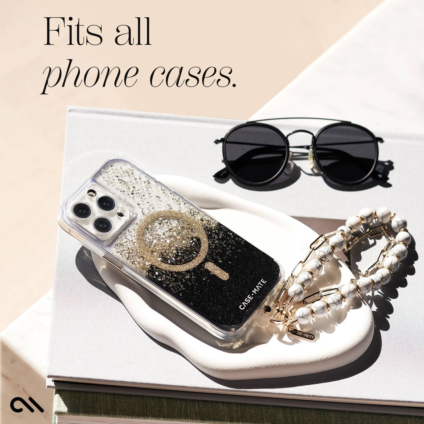 Beaded Marble Phone Charm Wristlet