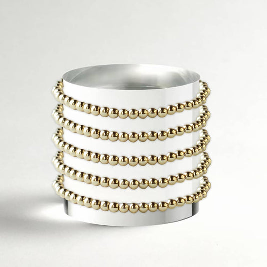 Tarnish Resistant Gold Plated 4mm Beaded Stretch Bracelet