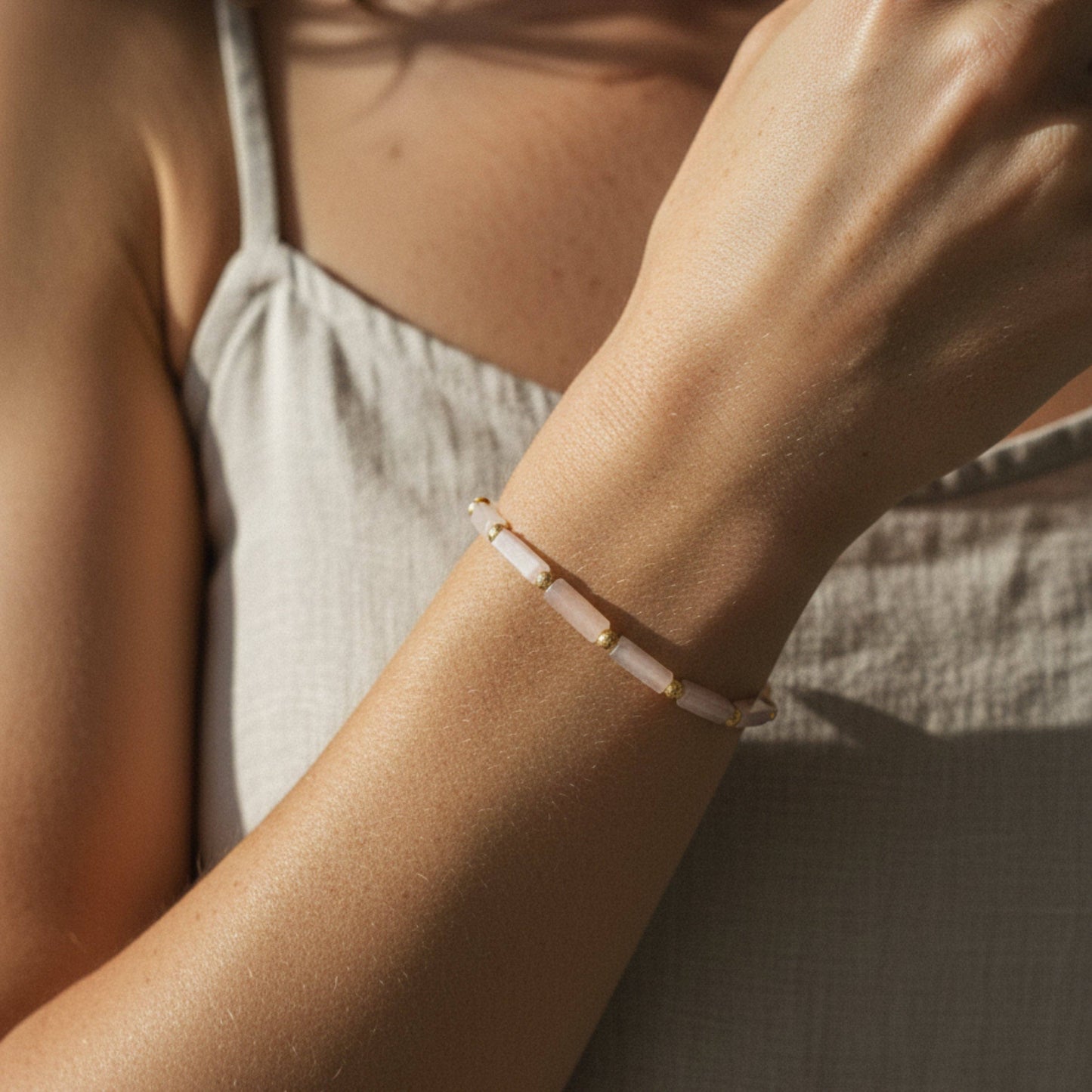 Gemstone Bracelet-Cube-Pink Aventurine
