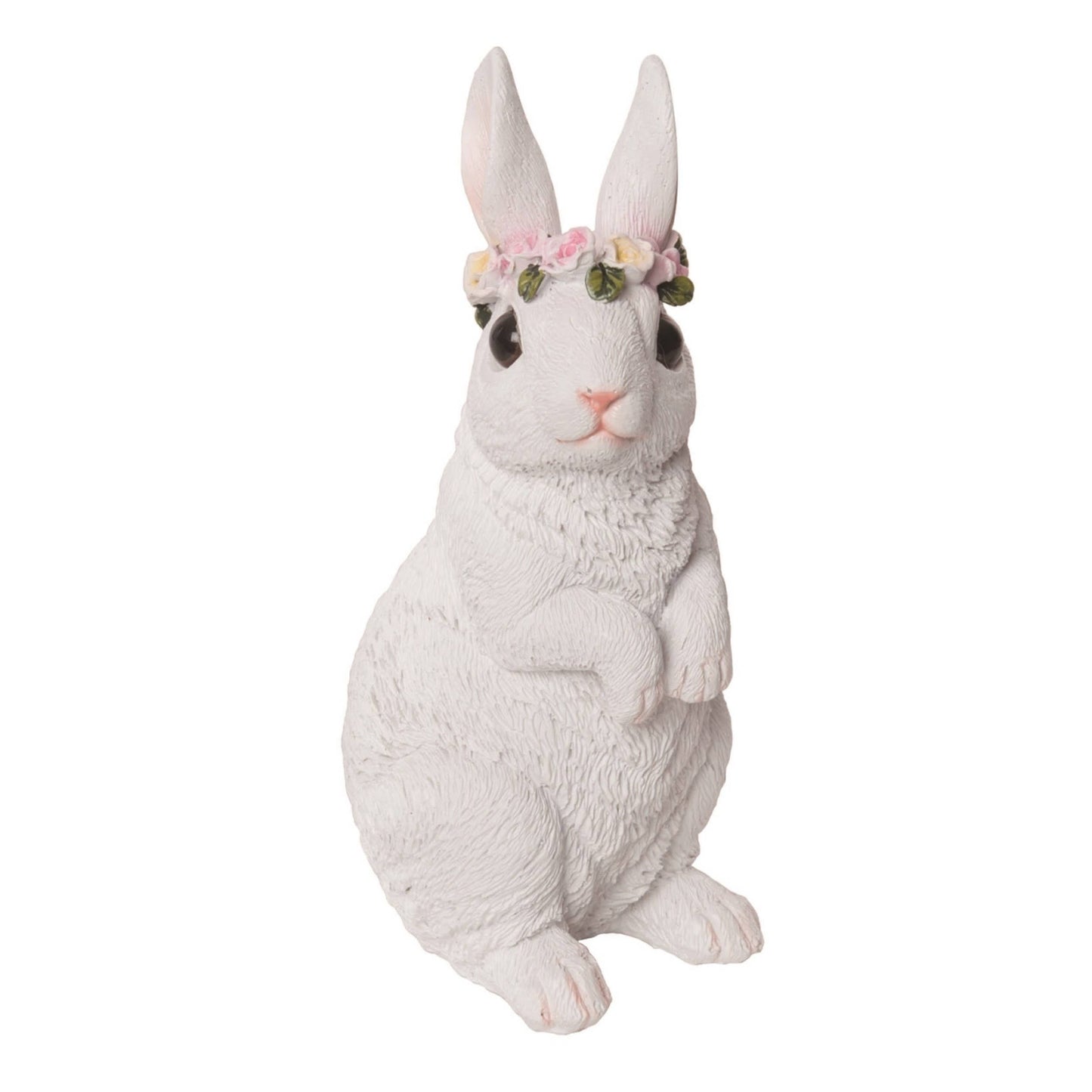 CLOSEOUT 7.6" White Easter Sweet Bunny with Flowers Fig