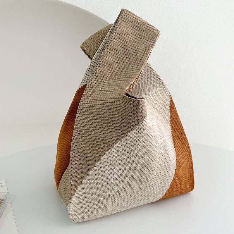 Color Block Casual Versatile Minimalist Knitted Handbag