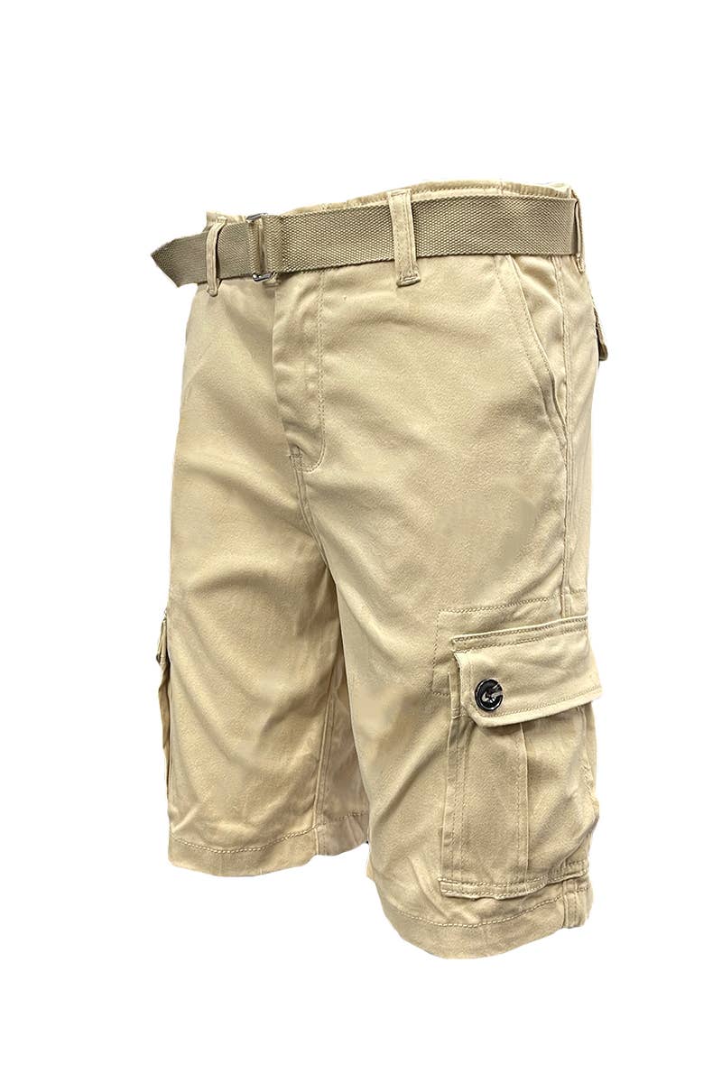 CS002 Mens Casual Cotton Belted Cargo Shorts