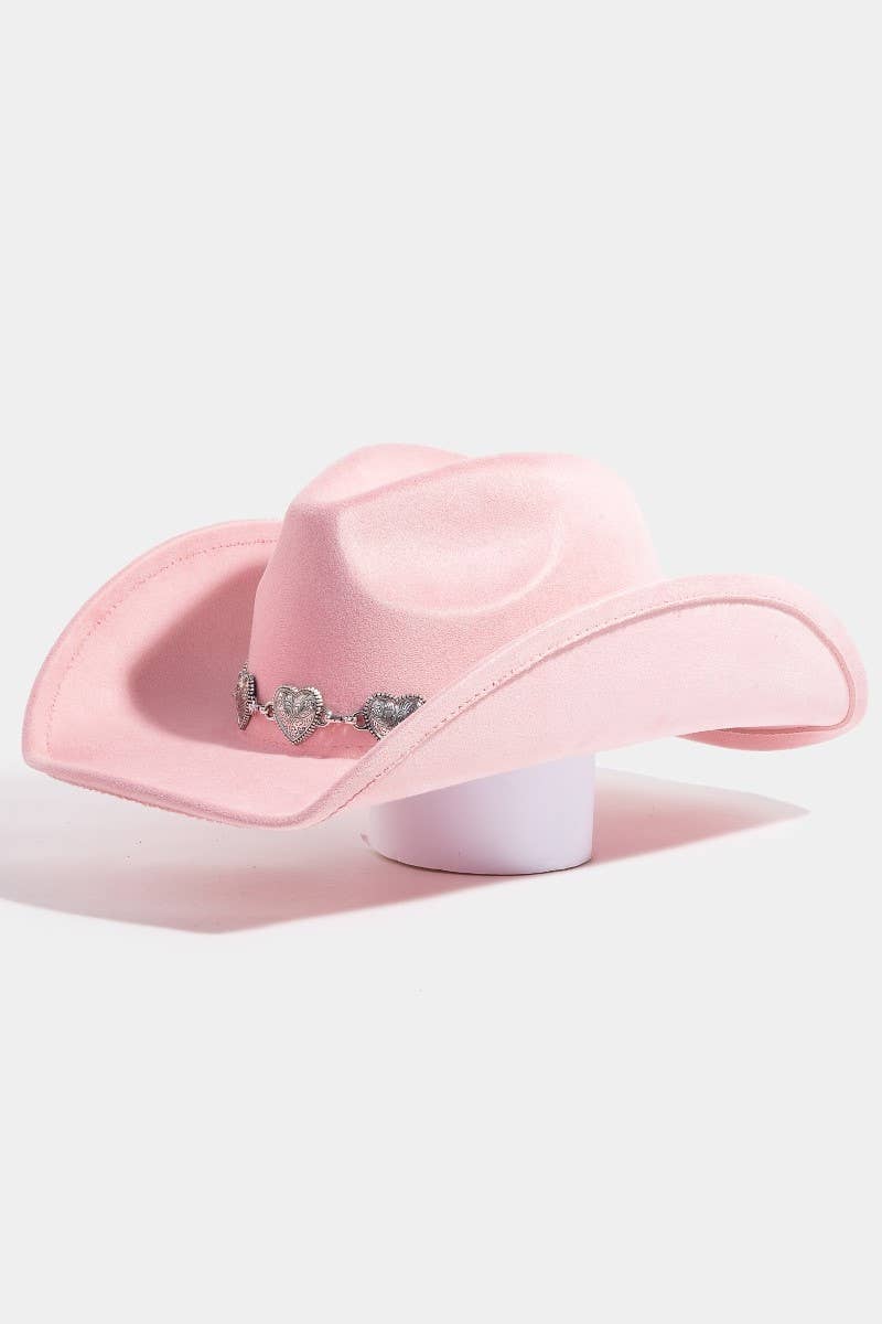 Engraved Heart Charms Band Cowboy Hat