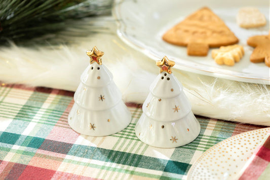 Holiday Gold Pine Salt and Pepper Shaker Set