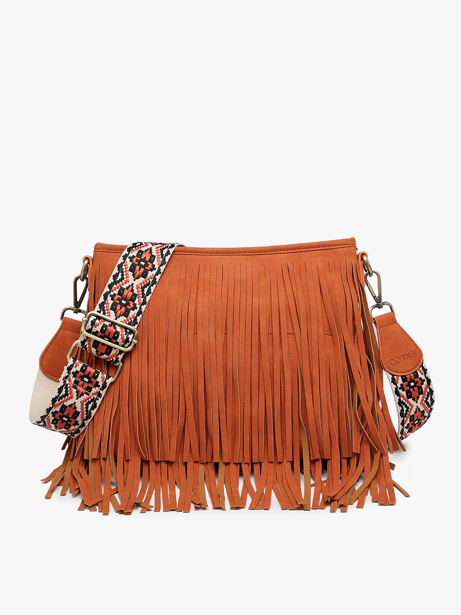 M2045 Sadie Suede Fringe Crossbody w/ Guitar Strap