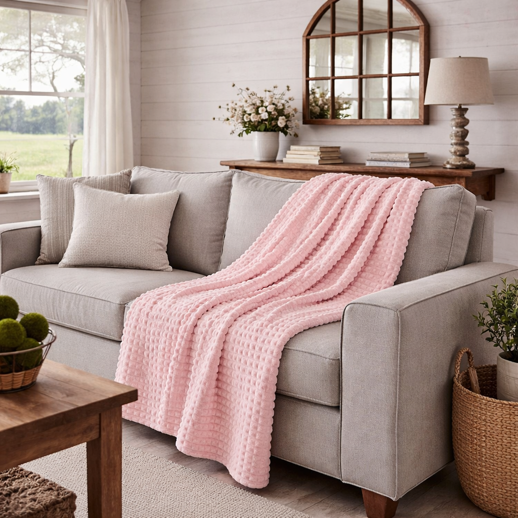 Textured Waffle Large Throw Blanket - 60"x80"
