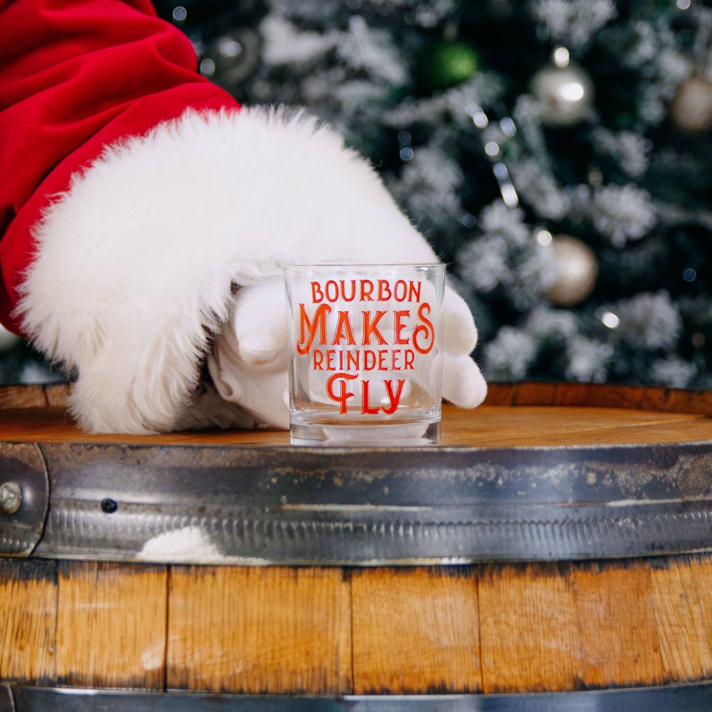 Bourbon Makes Reindeer Fly Rocks Glass