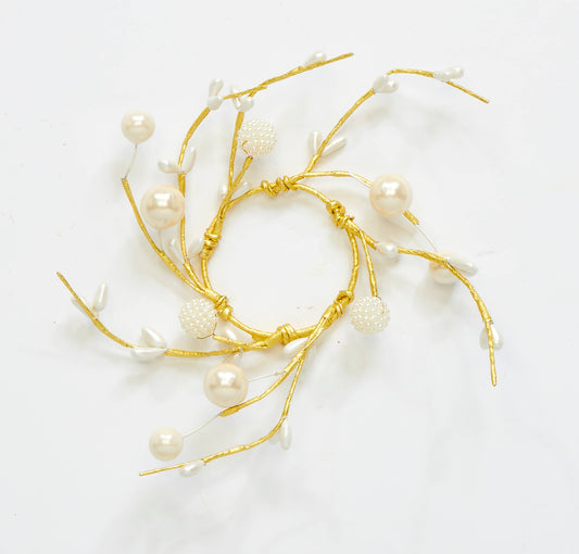 1.25" Pearl White Berry and Pip Candle Ring, Napkin Holder