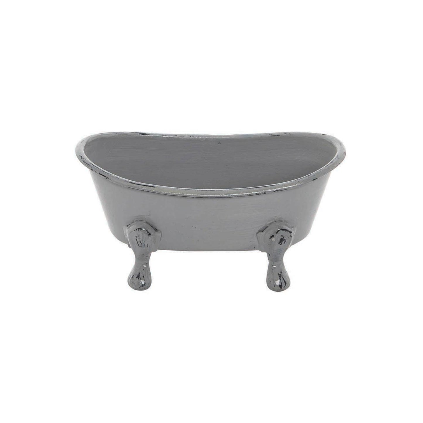 Gray Distressed Enamel Bathtub Soap Dish