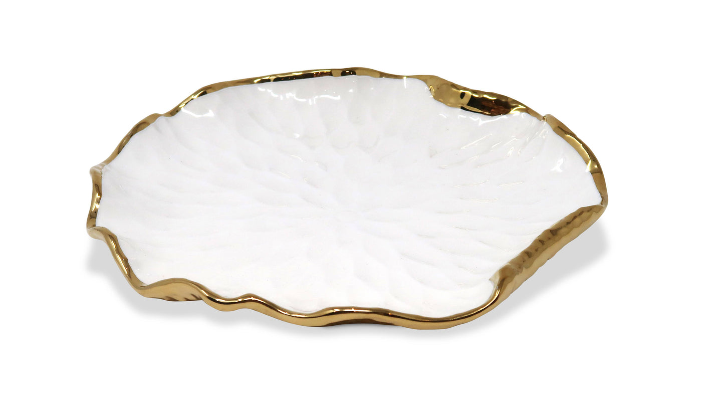 S/4 Salad Plates New Bone China with Gold Scalloped Edge