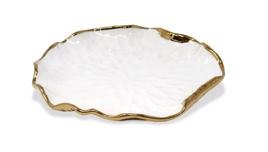 S/4 Salad Plates New Bone China with Gold Scalloped Edge