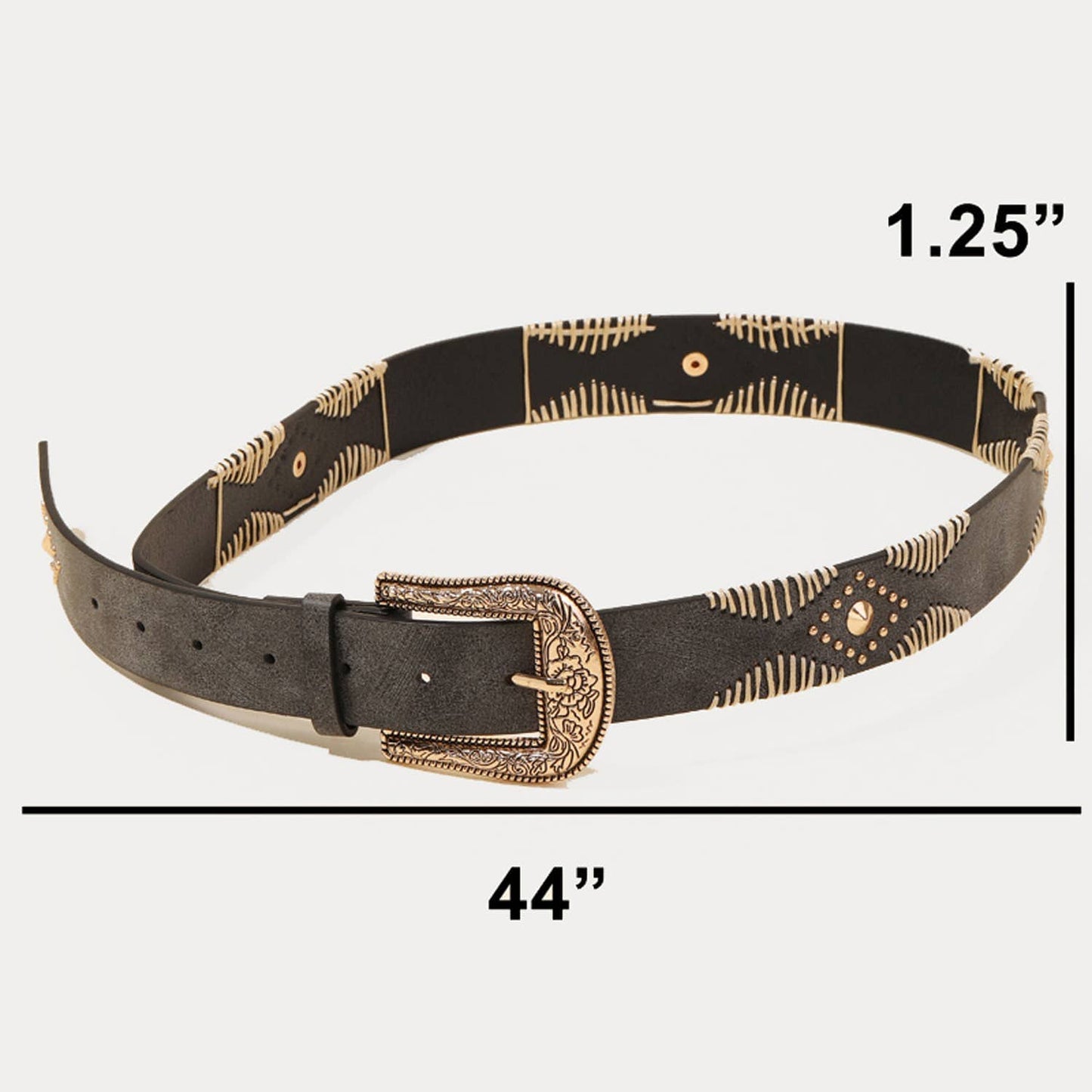 Western Floral Etched Buckle Belt