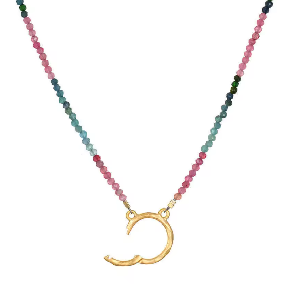 Full Circle Charm Collector Amulet Necklace 18K Gemstone