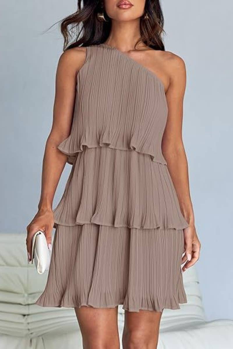 CWDSD4886_SHORT SUMMER LAYERED DRESS WITH SLOPING SHOULDERS