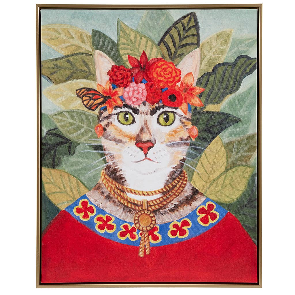 Royal Pet Portrait Framed Canvas Wall Art, Bohemian Cat