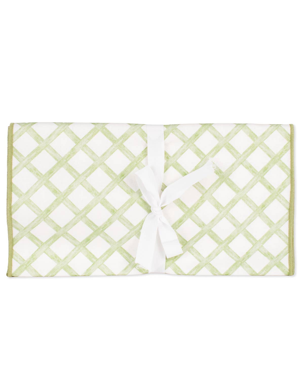 Watercolor Trellis Runner   White/Green   13x60
