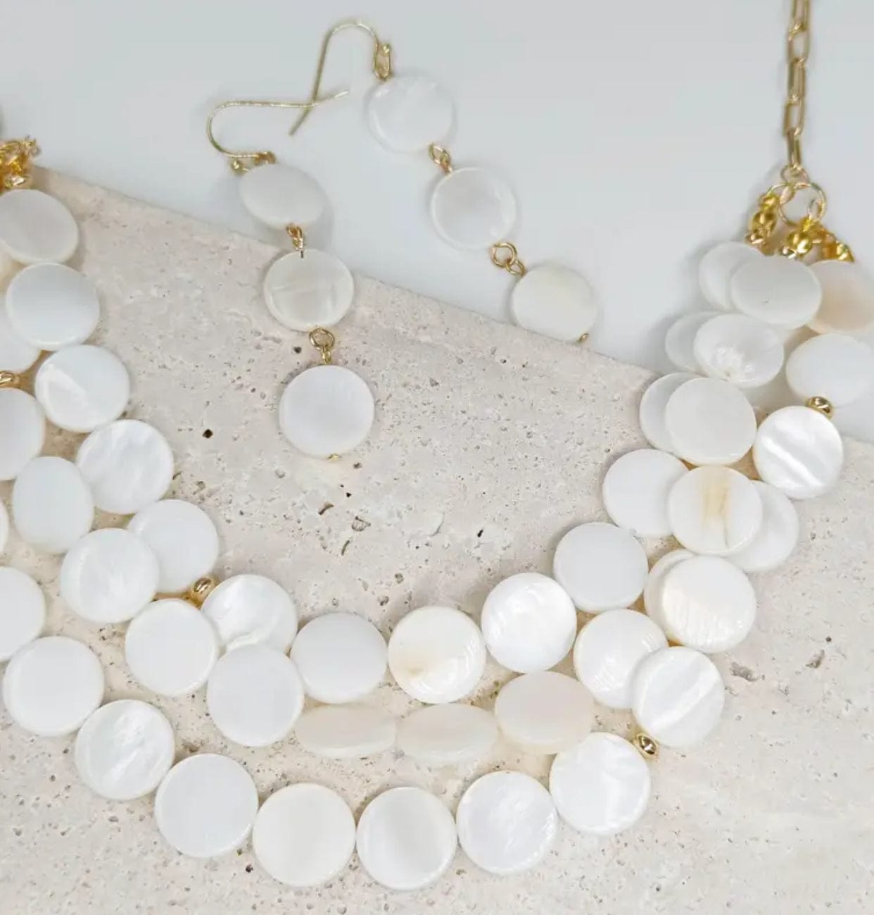 Handmade Natural Shell Necklace and Earring Set