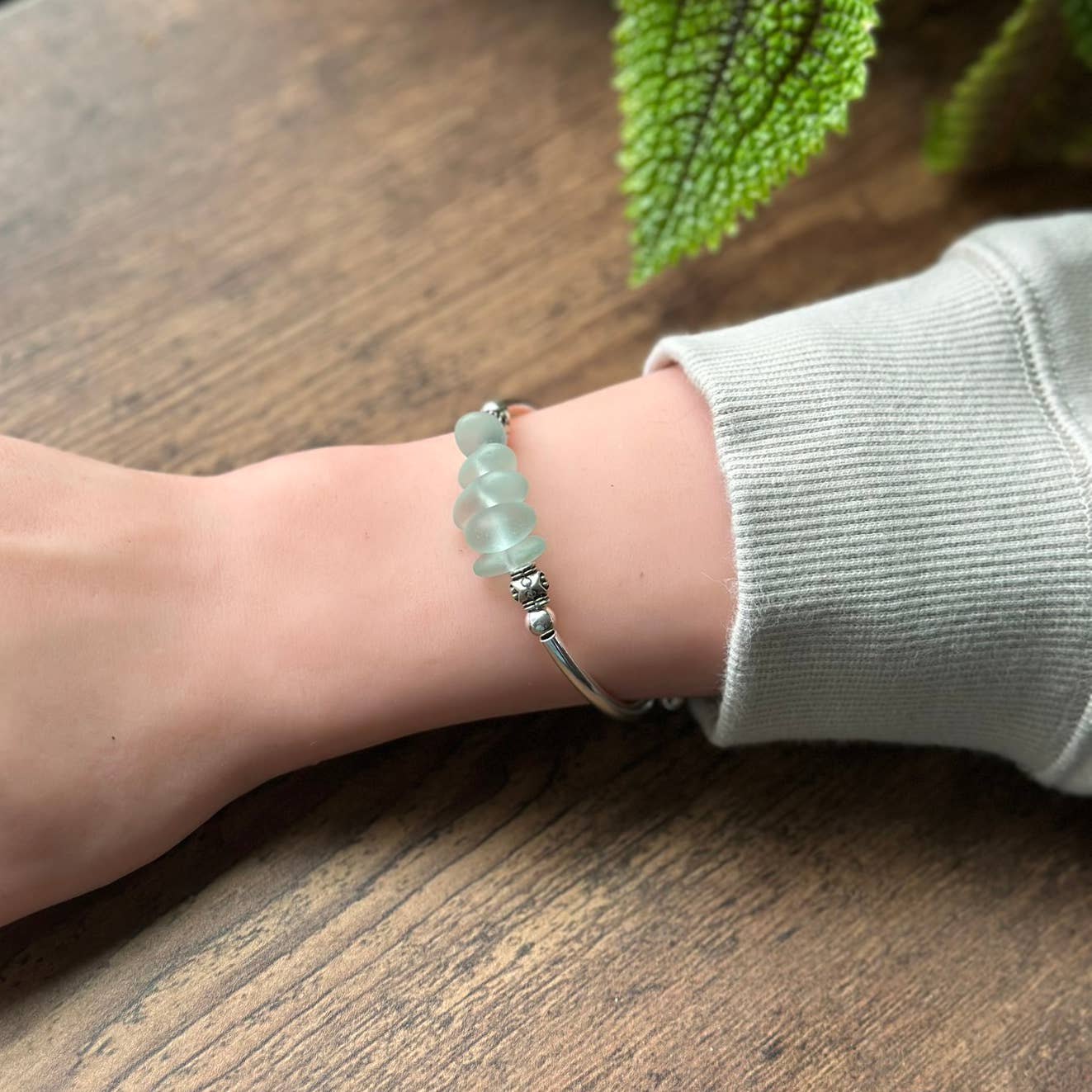 "Coke" Sea Glass Nuggets Single Bracelet