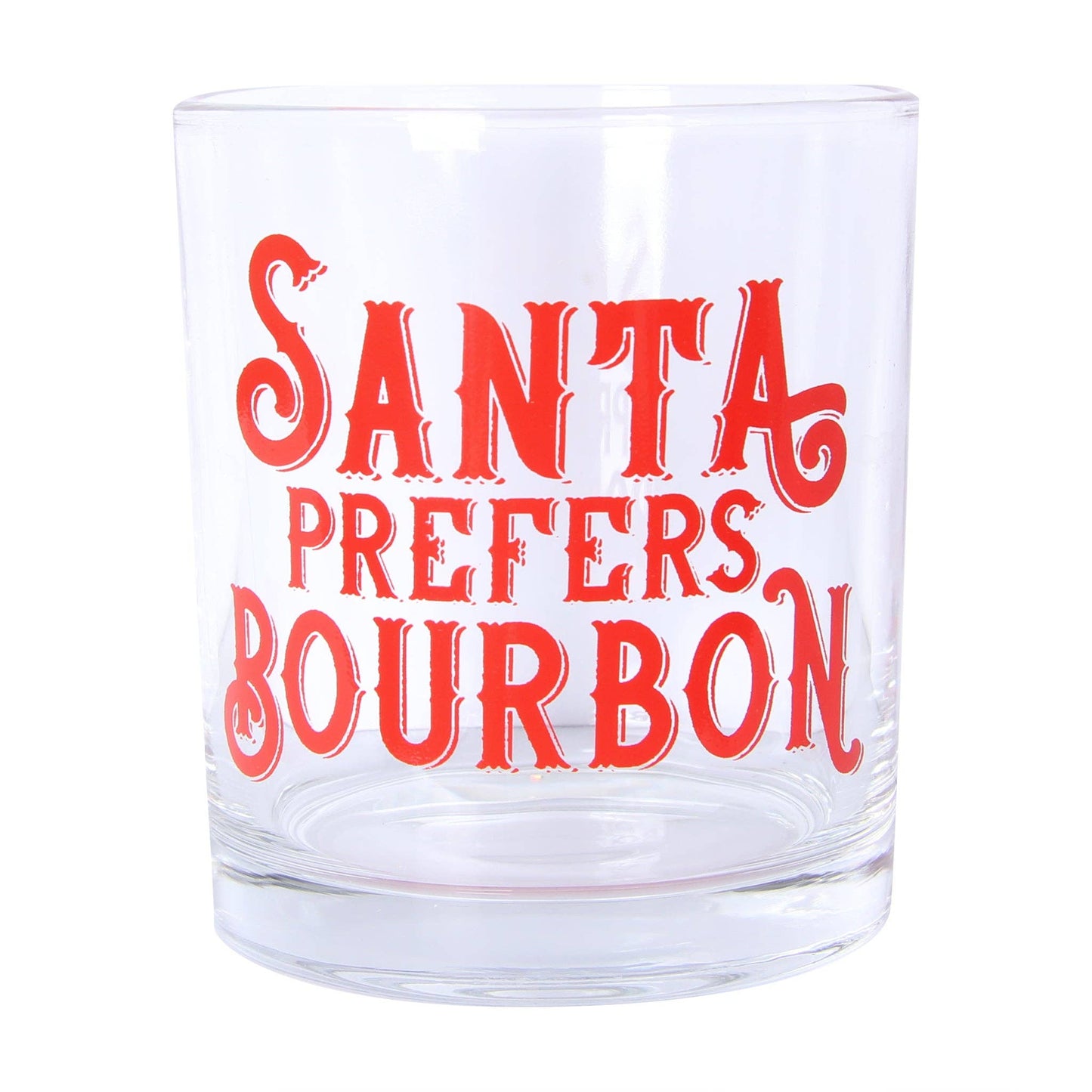 Santa Prefers Bourbon Christmas Rocks Glass
