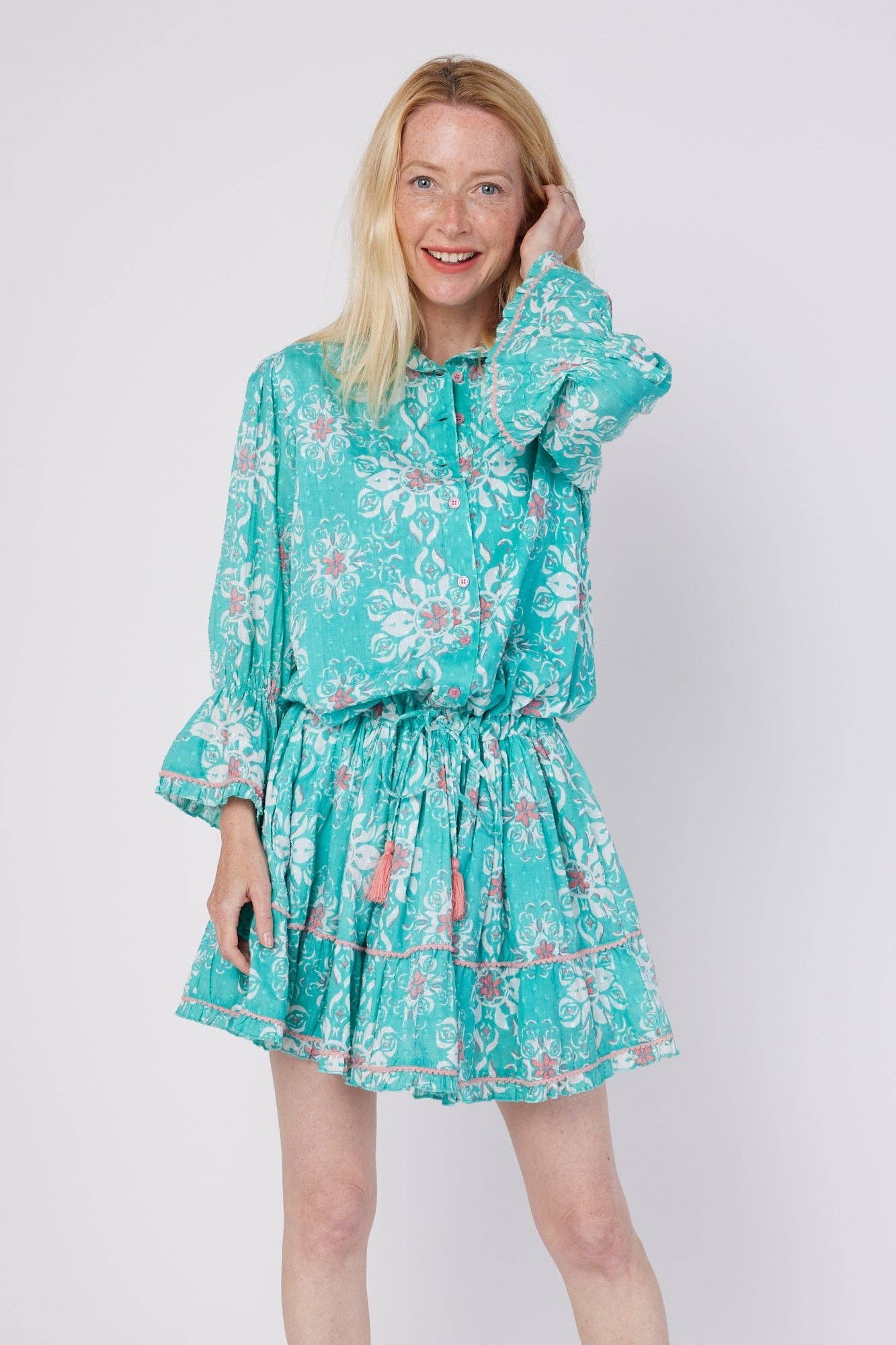 Penelope Resort Spring Summer Dress Sky Blue White French