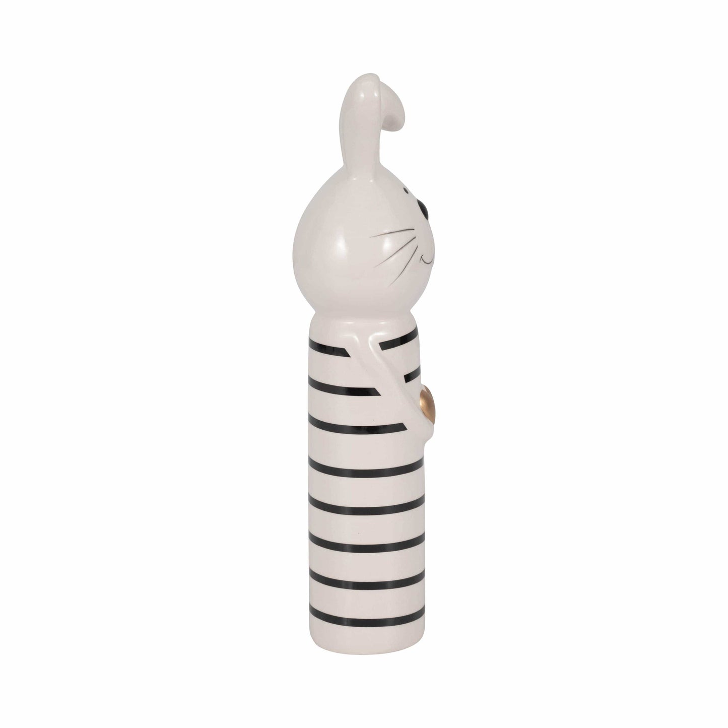 Ceramic Lines Bunny with Heart Figurine - White, 10 in.
