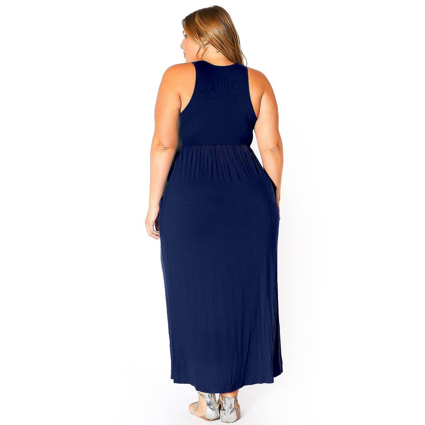 Bellatrix Plus Size Women's Sleeveless Pleated Maxi Dress
