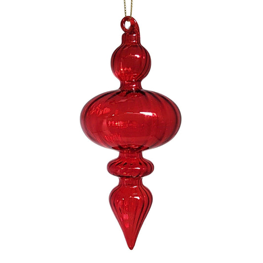 Swirl Glass Finial Ornament - Red 6"
