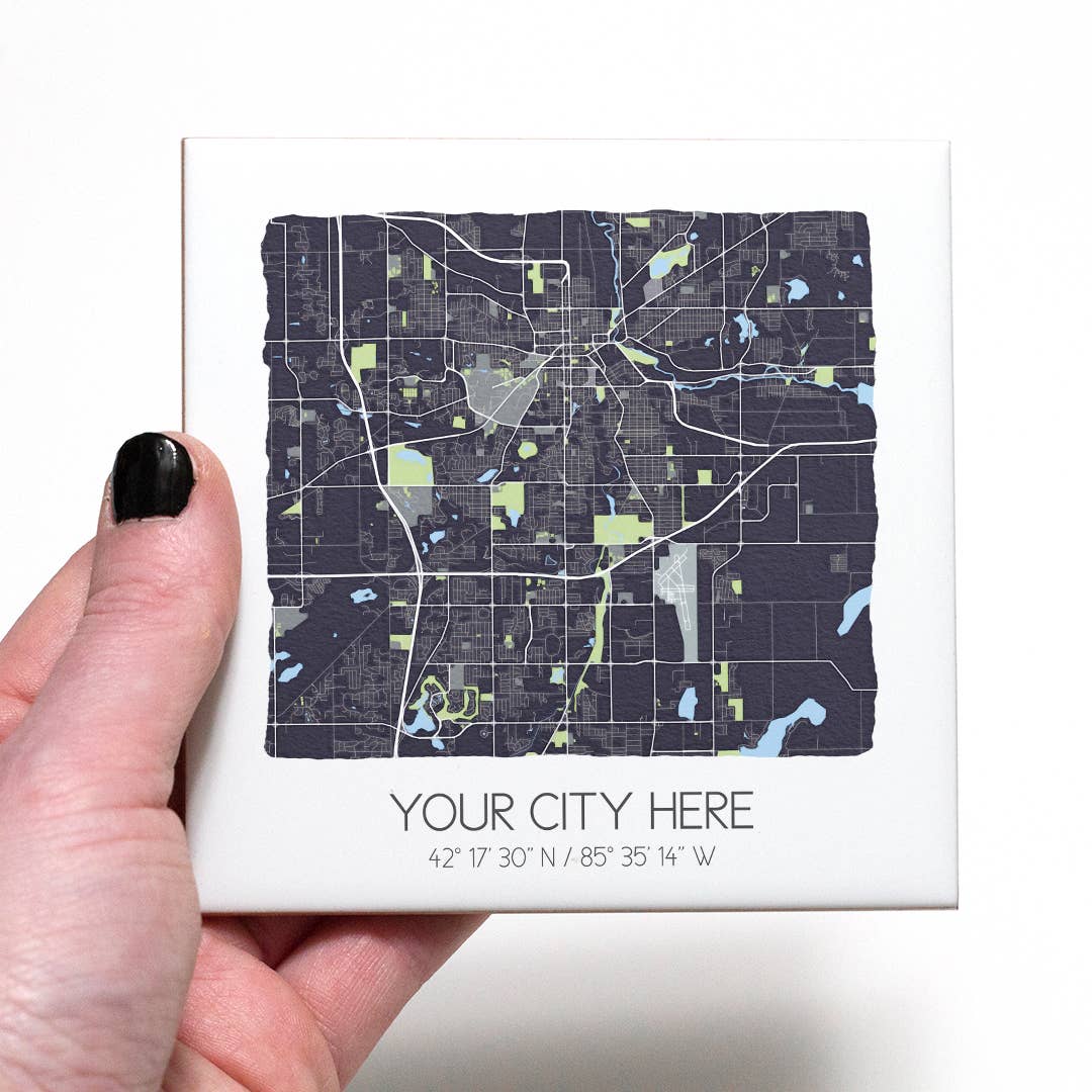 Watercolor City Map Coasters - Your City - Custom Order