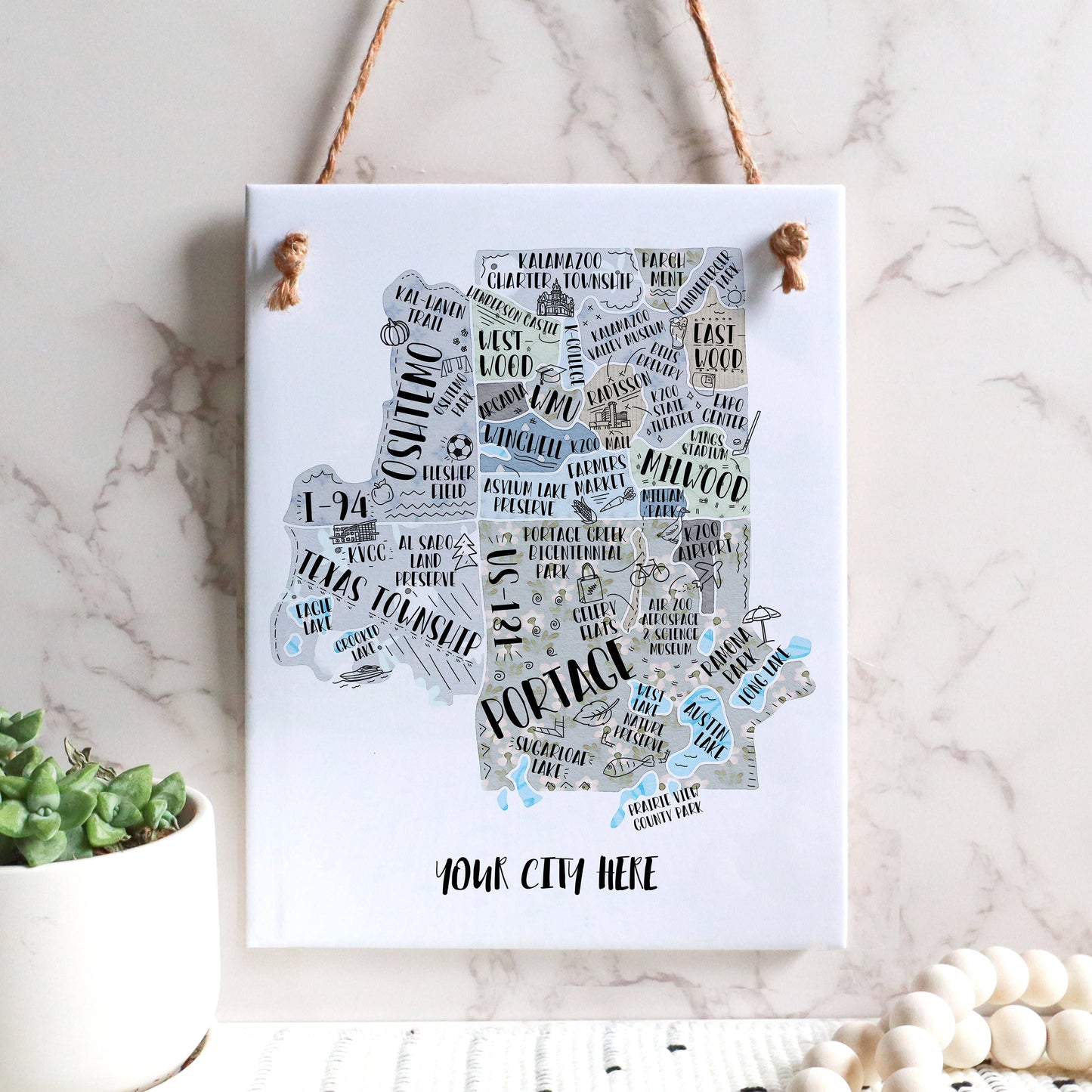 Hand Drawn Map Tile Sign -